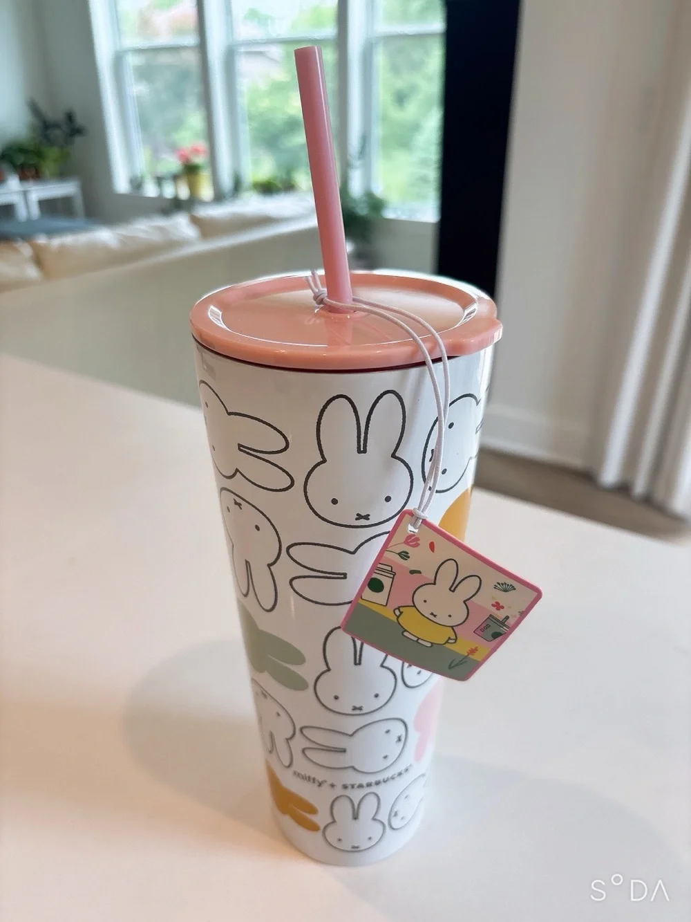 Miffy Pastel Pink Travel Tumbler with Straw